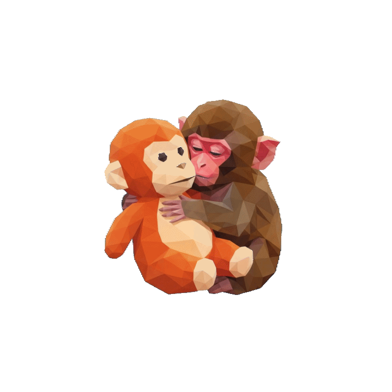 Punch hugging his teddy