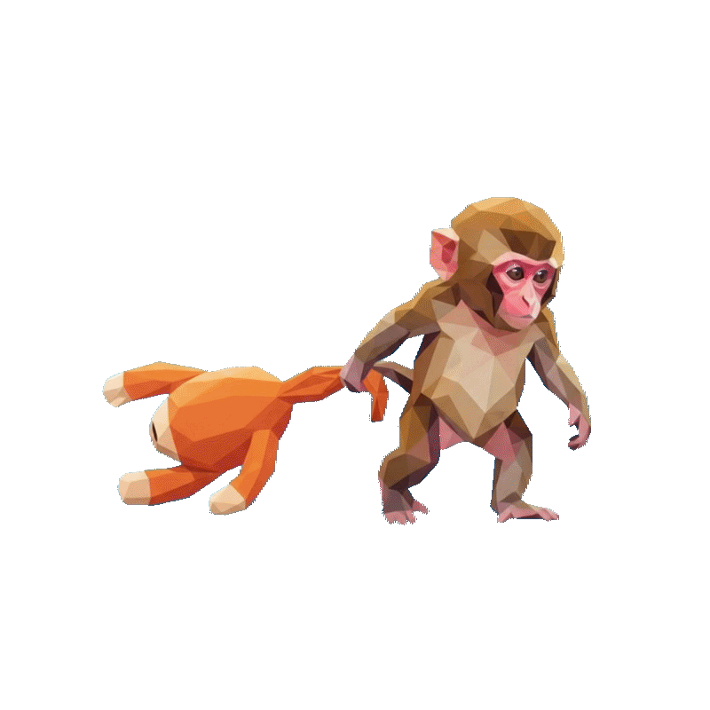 Punch walking with his teddy